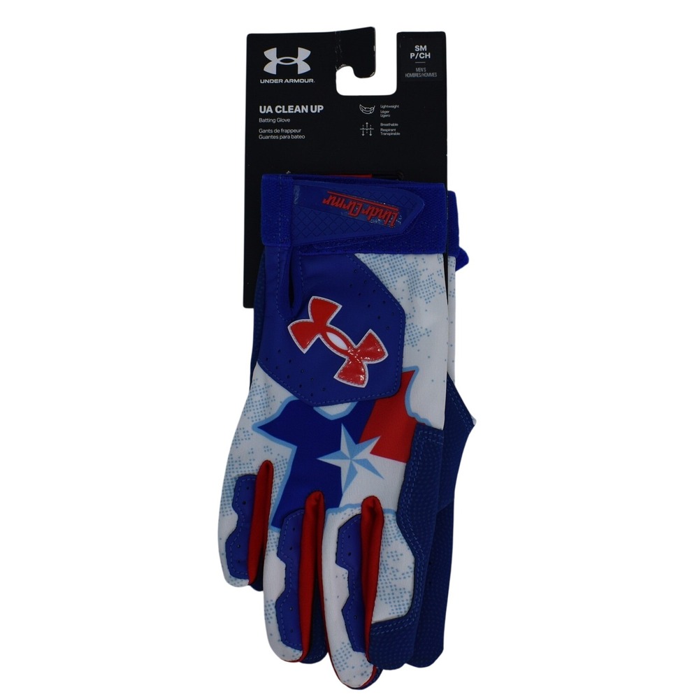 Under Armour UA Clean Up Texas Flag Batting Gloves Mens SM Blue NEW 1378762-400